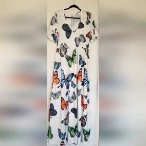 God Shield Butterfly Print Dress